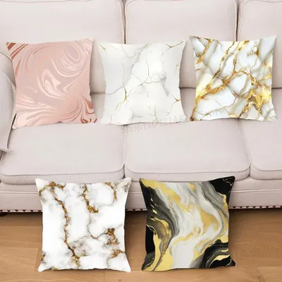1pc Nordic Mode Gold Marmor Kissen Fall Platz Schlafzimmer Sofa Freizeit Komfort Kissen Auto Image