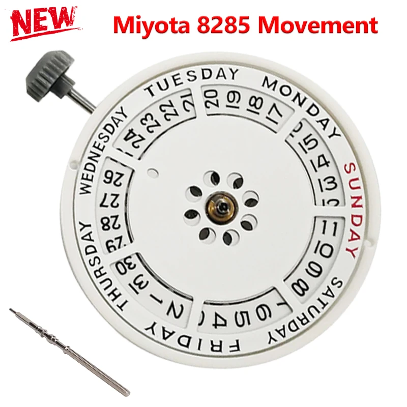 Echtes automatisches mechanisches Miyota 8285-Uhrwerk, Mod-Tag-Datumsuhrwerk mit Woche bei 12:00/Datum bei 3:00 Uhr, 21 Steine Image