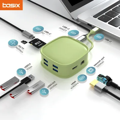 Basix 4K USB C 3,0 HUB Typ-C zu HDMI-kompatibel USB 3,0 Adapter HUB Dock PD 100W USB C Splitter für Image