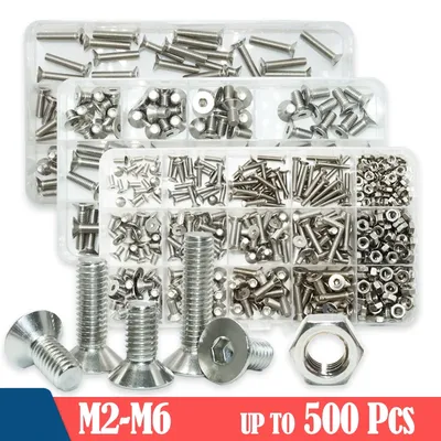 Hex Socket Countersunk Flat Head Screw Kit M2 M2.5 M3 M4 M5 M6 Hexagon Allen Bolt Nut 304 Stainless Steel DIN7991 Machine Screw