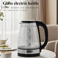 Bollitore elettrico da 1,8 litri Scaldabagno elettrico in vetro a doppio strato in acciaio inossidabile con pentola per preservare la salute con luce a LED blu da cucina