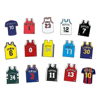 new Sports Star Jersey Metal Badges,Football basketball Uniform Number Lapel Pin Cute Enamel