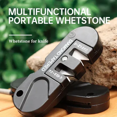 Portable Whetstone 4 in 1 Mini Multi-function Tungsten Carbide Steel Sharpener, Sharpener Rod Camp