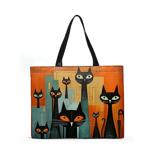 Borsa tote da donna con stampa di gatti carini - tasca interna con cerniera antifurto, borsa tote in tela di grande capacità, alla moda e divertente, ideale per lo shopping, il lavoro e le uscite informali