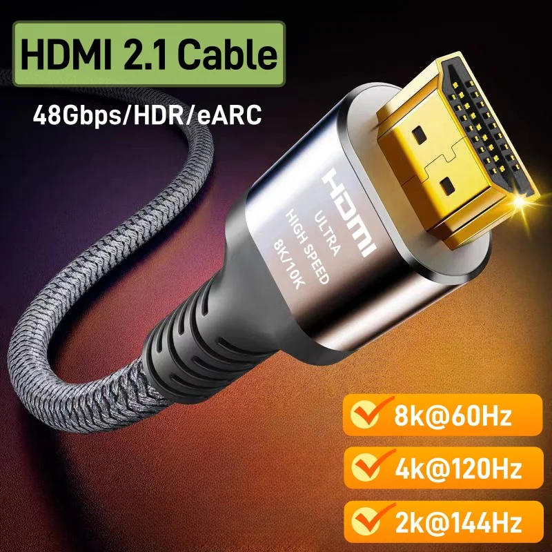 MIZIQIER 4K 8K HDMI Cables，48Gbps Ultra High Speed Cords(8K60Hz 4K120Hz) eARC HDR Compatible for PS5/PS4/X-Box/Roku TV/HDTV/LG
