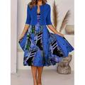 Per donna Vestito longuette Abito casual Set di vestiti Vestito svasato Abito linea A Moda Informale Da mare Giornaliero Standard Pop art Mezza manica A V Rosa Blu Fucsia Arancione Estate
