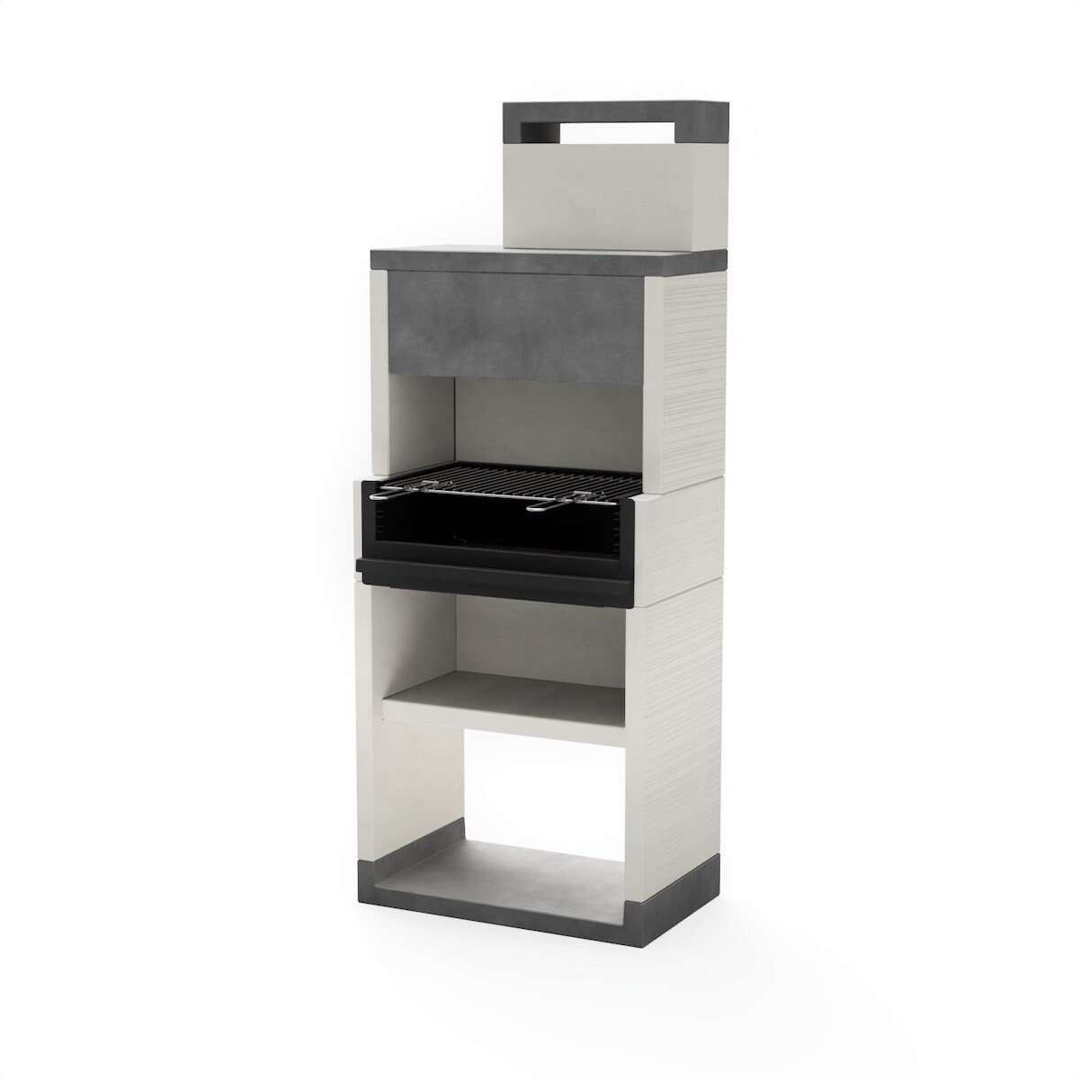 MAESTRO FERRETERO MF - Gemauerter Grill für Holz und Holzkohle Modell VENIT FLEX PLUS HOTTE [F] (Grau/Weiß - 78 x 47 x 197 cm) REF: T00131 Image