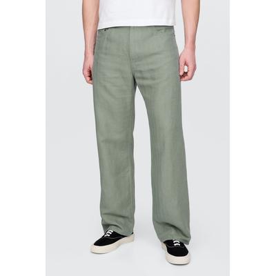 Gap Mens Green Linen-Cotton 90s Loose Herringbone Trousers - Green