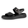 Keilsandalette GABOR "FLORENZ", Damen, Gr. 40, schwarz, Kalbsleder, unifarben, casual, Schuhe, Plateau, Sommerschuh, Riemchensandale, Komfortschuh in Weite (=weit)