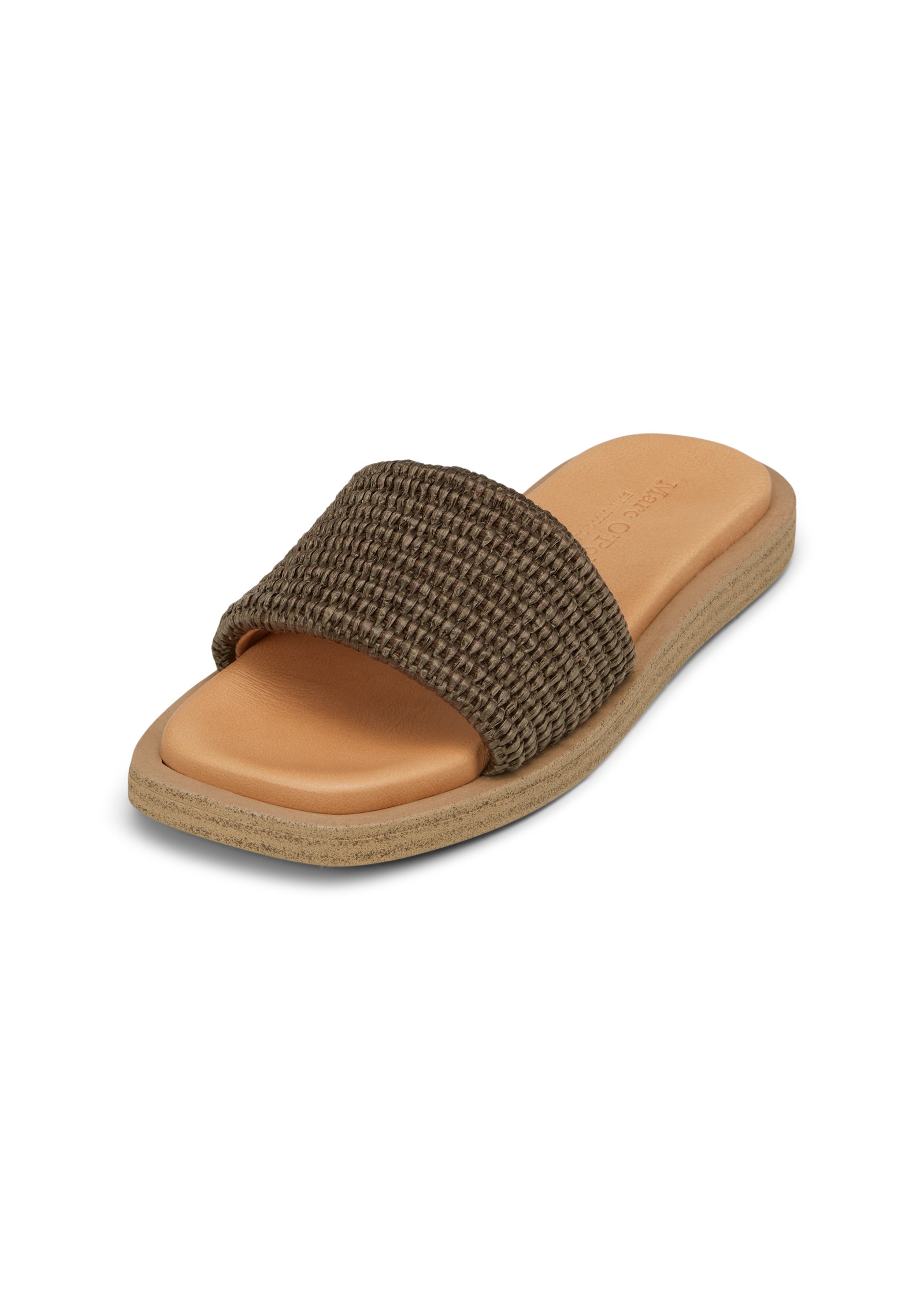 Sandale MARC O'POLO "in Raffiabast-Optik", Damen, Gr. 36, pure chocolate, Obermaterial: 50% Baumwolle, 50% Polyamid, unifarben, Schuhe Sandale