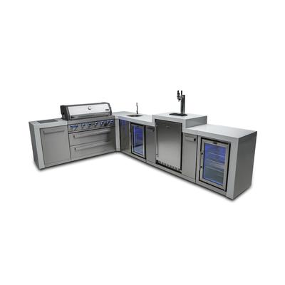 Mont Alpi MAi805-D90KEGBEVFC Deluxe Stainless Steel Modular Outdoor Kitchen Island Gas Grill with Beverage Center + Kegerator