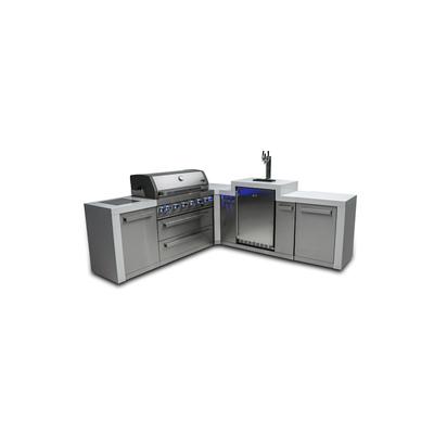 Mont Alpi MAi805-D90KEG L-Shaped Deluxe Stainless Steel Modular Outdoor Kitchen Island Gas Grill + 3-Tap Kegerator + Side Burner