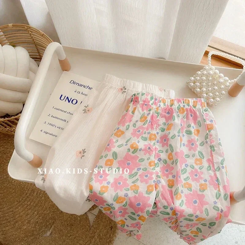 Sommer Kinder Mädchen Jungen Mücken sichere Leggings neue Mode lässig Blumen Hosen Kinder Blumen koreanischen Stil lose Kleidung 1-6y Image