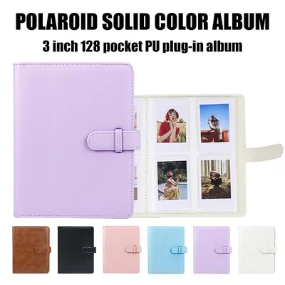 128 Photos Polaroid Album, 3 Inch - PU Leather Cover, Fits Fujifilm Instax Mini Film, Cards, Tickets - Multiple Colors