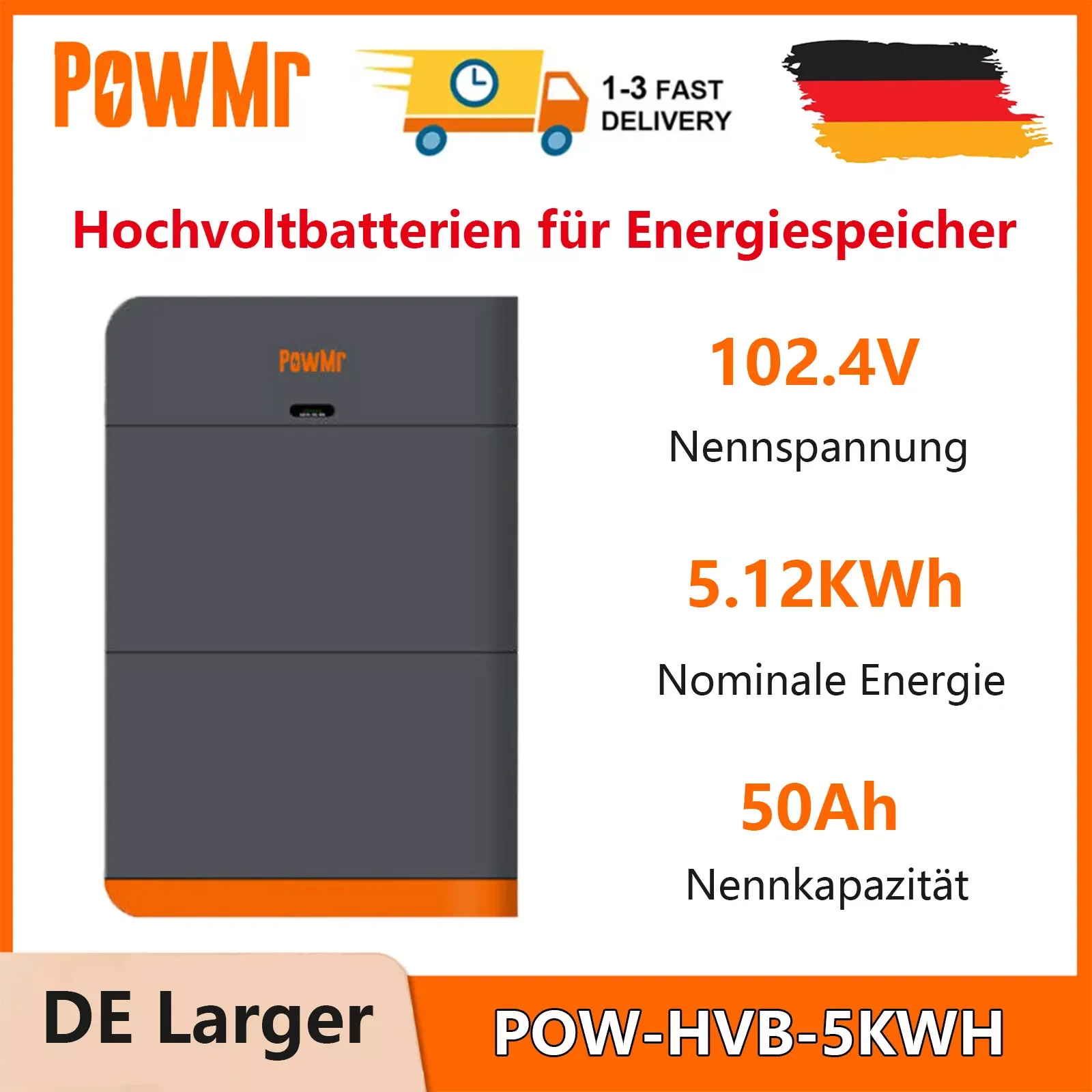 Powmr 102v 5kw Hochspannungs-Energie speicher batterie 10/512/25kwh stapelbare Lithium-Eisenphosphat-Batterie v 5s Strom versorgung Image