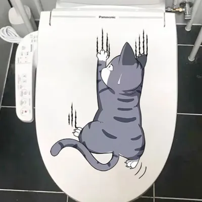Lustige Katze Aufkleber Wasserdicht Toilettendeckel Tank Toilette Tür Aufkleber Kühlschrank Image
