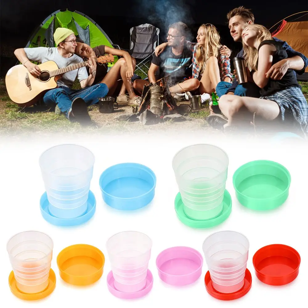 Tragbare Falt schale Lebensmittel qualität Kunststoff Reise Kaffeetasse Outdoor Camping versenkbare Getränke tasse Image