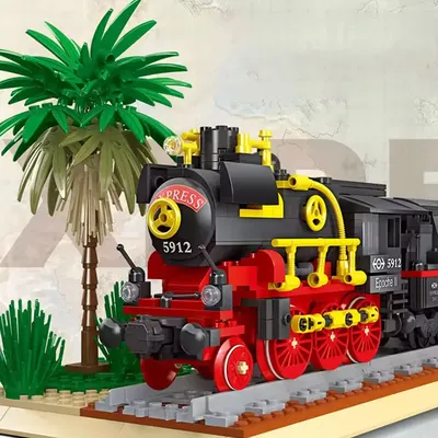 59008 Jiestar Moc Dampflokomotive Gleis Eisenbahn Express Ideen Zug Ziegel Modell Bausteine Image