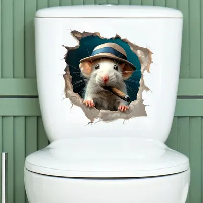Lustige 3D-Aufkleber, Mausloch, Kawaii, Toilettenaufkleber, wasserdicht, für Badezimmer, Image