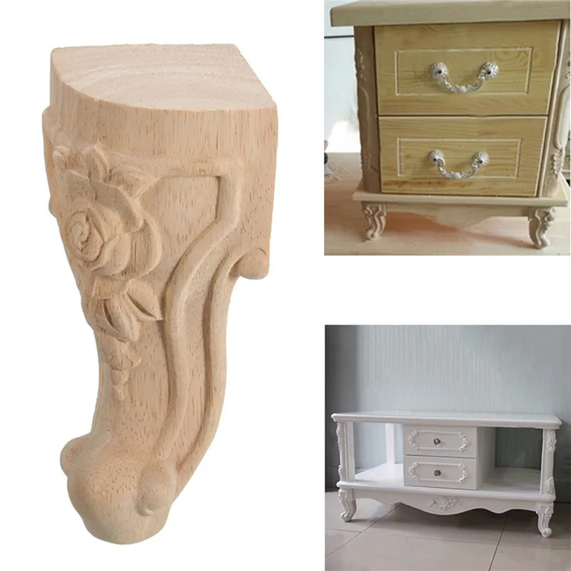 Pieds de meubles sculptés en bois massif de Style européen, 4 pièces, pieds de siège de meuble TV, accessoires de décoration Vintage pour la maison