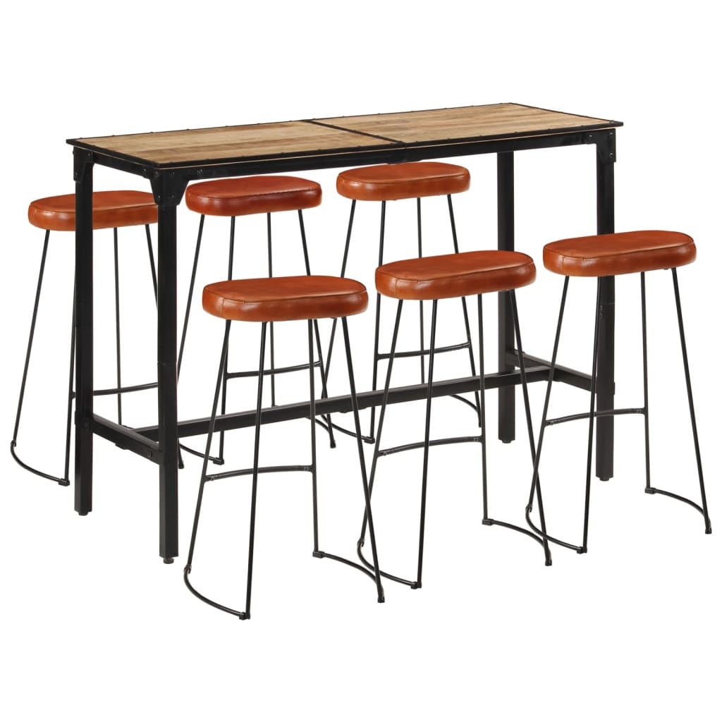 vidaXL 7-tlg. Bar-Set Raues Mangoholz und Metall Image