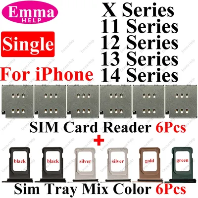 12pcs Single Sim Card Reader Connector Flex Cable For iPhone 13 12 11 14 Pro Max XR Dual Sim Card