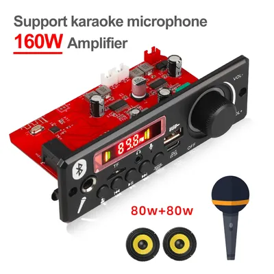 EBEDUMEI 8V-24V 2*80W Amplifier MP3 Decoder Board Volume Control Bluetooth 160W MP3 Player Car FM