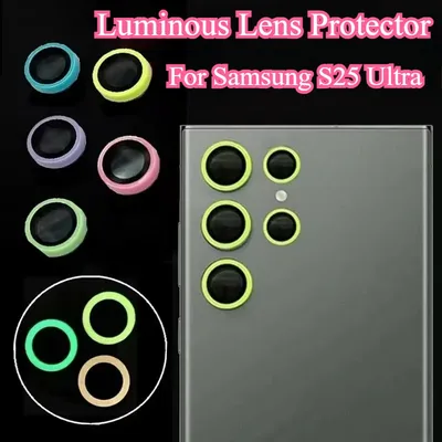 Luminous Color Lens Ring Tempered Glass Camera Protection for Samsung Galaxy S25 S24 S23 Ultra Plus