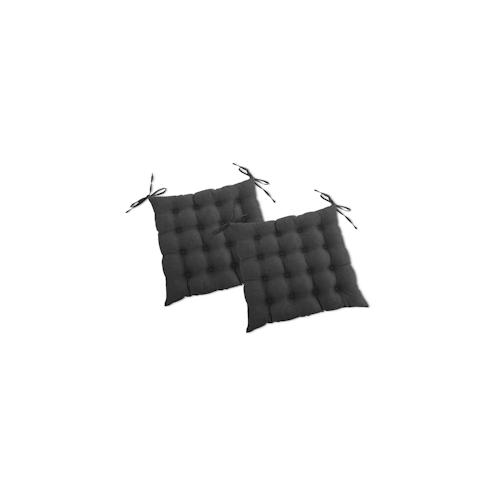 wometo 2er Set Sitzkissen Stuhlkissen 40x40 OEKO-TEX - dunkelgrau Sitzauflage Bank Polster Sitzpolster mit Bändern / Schleife, Indoor / Outdoor