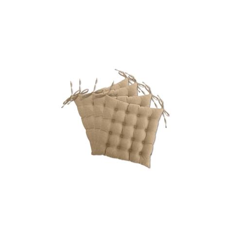 wometo 4er Set Sitzkissen Stuhlkissen 40x40 OEKO-TEX - beige Sitzauflage Bank Polster Sitzpolster mit Bändern / Schleife, Indoor / Outdoor