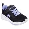 Sneaker SKECHERS "WAVE 92", Kinder, Gr. 27, schwarz (schwarz, lila), Textil, Glitzer, casual, Schuhe, Schlupfschuh mit Glitzer für Mädchen, Größenschablone zum Download