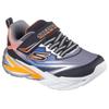 Lauflernschuh SKECHERS "FLEX-GLOW ULTRA LIGHTS", Kinder, Gr. 21, bunt (schwarz, multi), Lederimitat, Textil, kontrastfarbene Details, sportlich, Schuhe, Blink,-Klettschuh zum Schlüpfen, Neon, Größenschablone zum Download