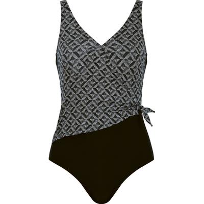 Badeanzug NATURANA "Ethno black & white", Damen, Gr. 44, Cup E, schwarz (schwarz gemustert), Elasthan, Polyamid, gemustert, unifarben, feminin, Badeanzüge, Figurformender Badeanzug mit integrierten Cups für optimalen Halt. Image