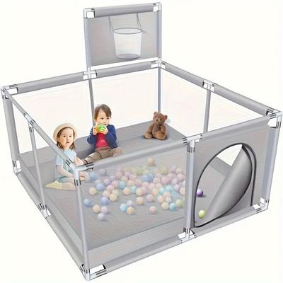 TEMU Square Playpen With Basketball Frame, Play Yard Fence, Christmas Halloween Thanksgiving Day Easter New Year's Gift