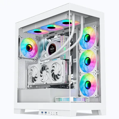 SAMA Dual Tempered Glass Side Panel Window Mid Tower Desktop ATX Gaming PC Case Computer Case with