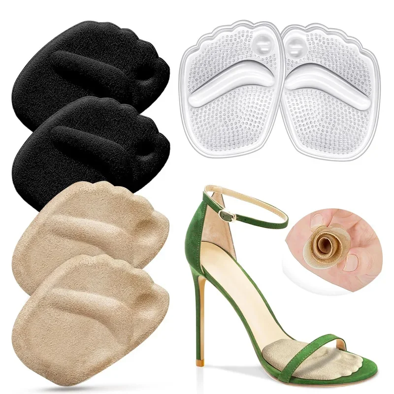 Silikon Halbe Einlegesohlen Gel Frauen Vorfuß Pads Plantarfasziitis Relief Bequeme Fuß Pads Stoßdämpfung Schuh Pad Fußpflege Image