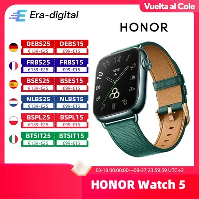 Globale Version HONOR Watch 5 Smartwatch Präzises GPS-Tracking Schneller Gesundheitsscan 1,85-Zoll großes Display GPS-unterstützt IP68