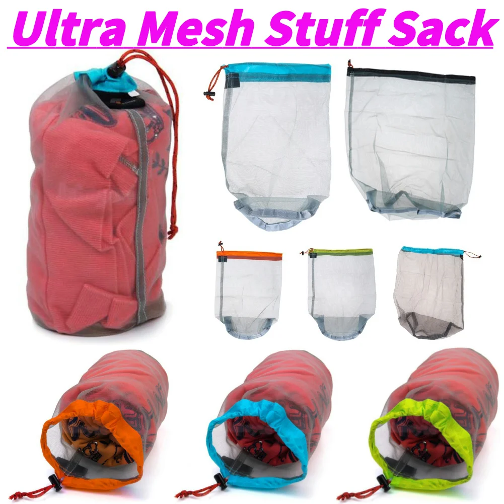 Outdoor Tasche Ultraleicht Mesh Zeug Sack Camping Sport Kordelzug Lagerung Tasche Wandern Werkzeuge Klettern Kordelzug Bolsa Image