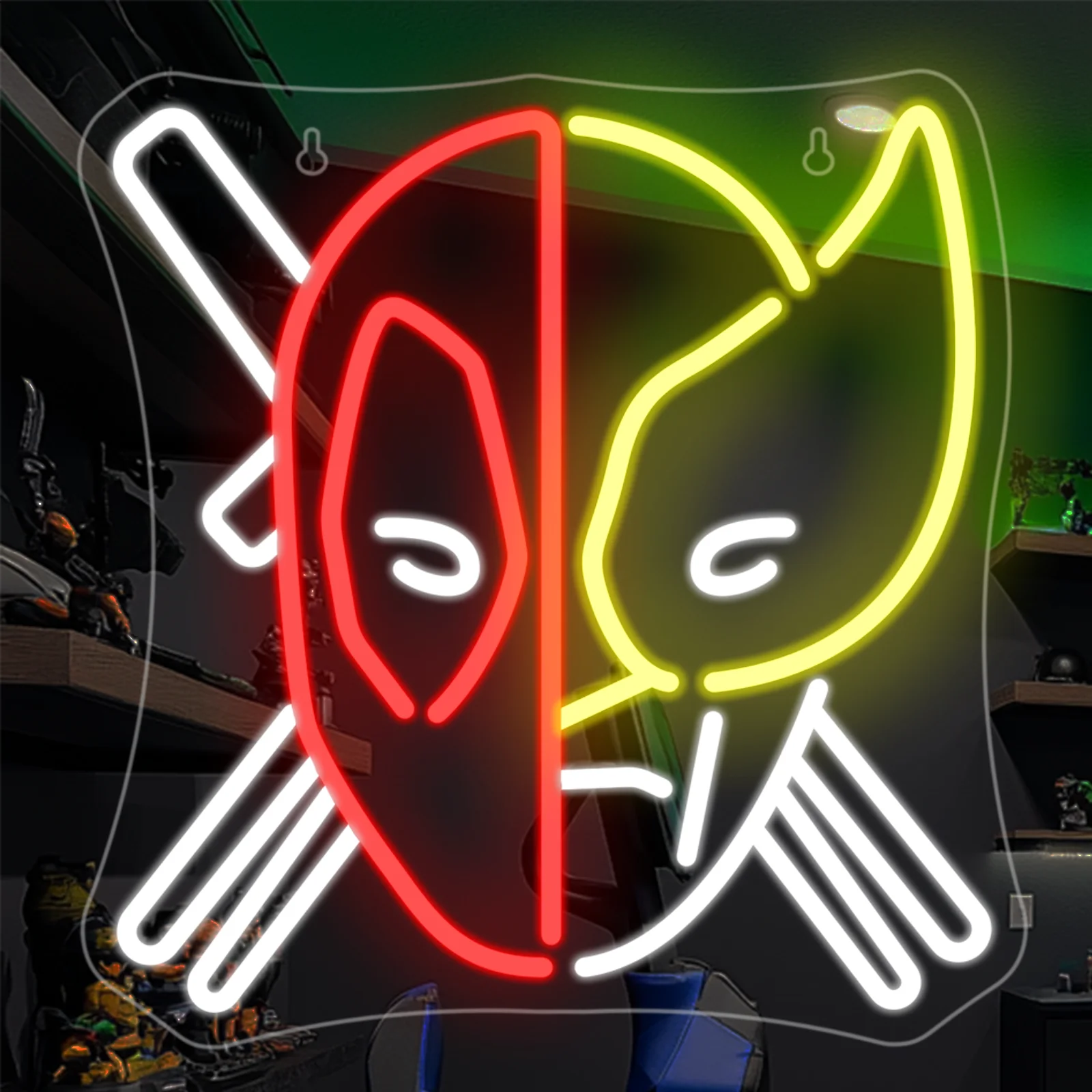 Deadpool & Wolverine Neonschild, LED-Leuchten, kreative Held-Kunstschilder, Spielzimmer-Dekoration, Schlafzimmer, Bar, Party, Club, dimmbare Wandleuchte Image