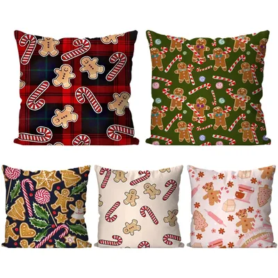1pc Lebkuchenmann Weihnachten Kissen Fall Quadrat Kissen Schlafzimmer Sofa Freizeit Komfort Kissen Image