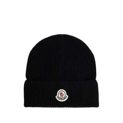 Cotton Beanie - Black - Moncler Hats