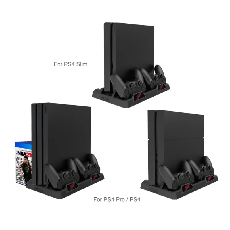 Ps4/slim/pro Spiele konsole Multifunktions-Kühl gebläse basis Speicher fach ps4 Bluetooth-Controller mit Licht kontakt Doppel-Cha Image