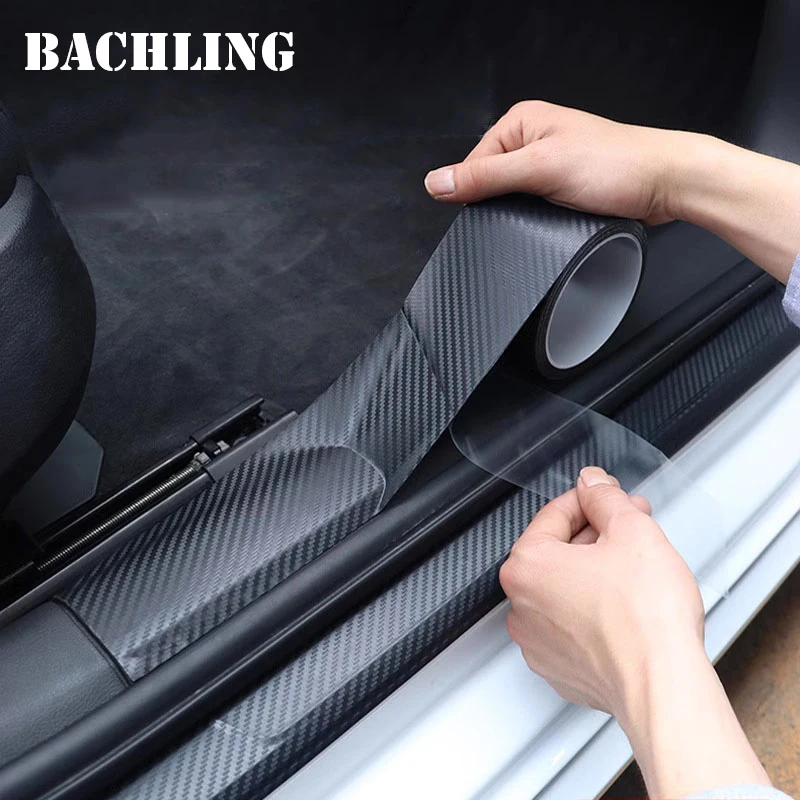DIY Nano Kohle faser Auto Aufkleber Schwelle Schutzst reifen Stoßstange Klebeband wasserdichte Versiegelung Paste Streifen Aufkleber Image