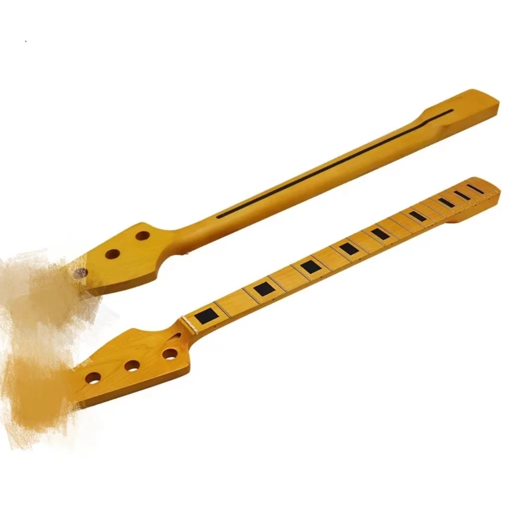 Exquisiter viersaitiger E-Bass-Ausschnitt, Gelb Plus Ahorn stumm, photo elektrischer Bass griff, DIY-Zubehör, 4-saitige, 20 Pin Image