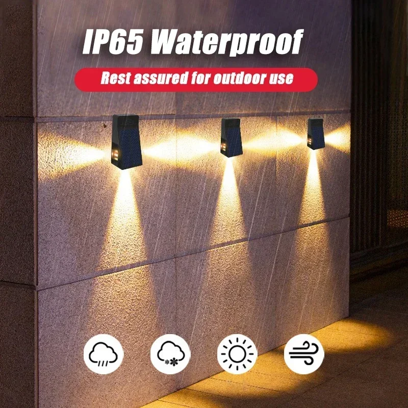 Solar-Wandleuchten für den Außenbereich, warm/weiß, solarbetriebene Lampen nach oben und unten, verstellbarer Winkel, Beleuchtung, Garten, Landschaft, Balkon, Terrasse