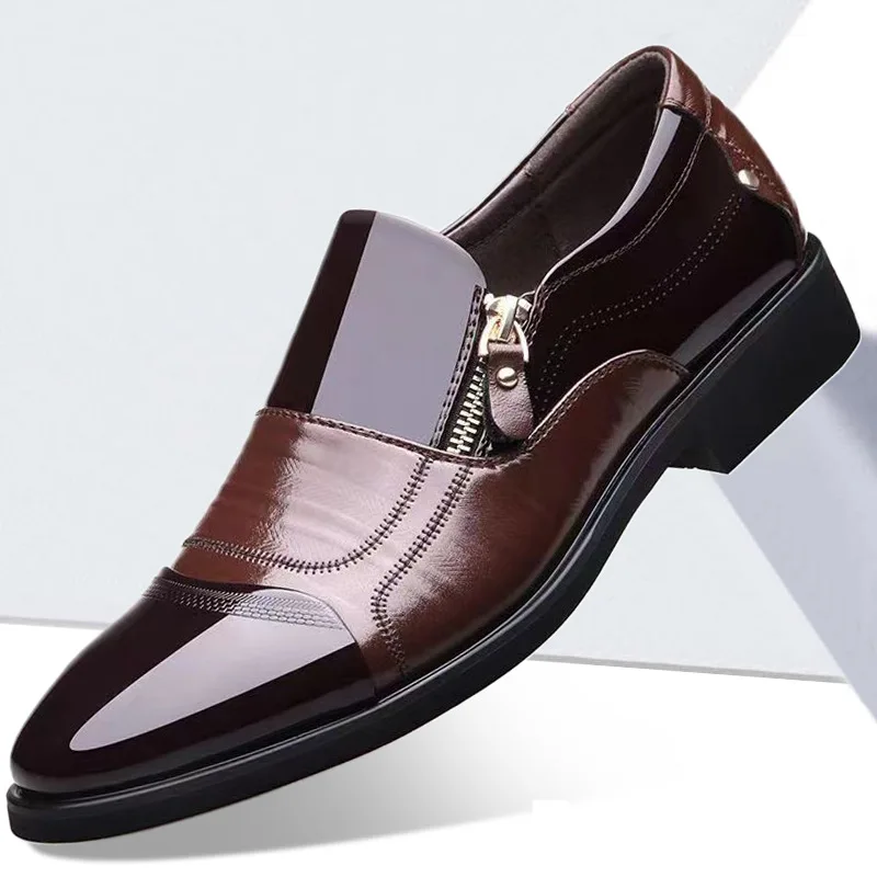 Neue Herbst Herren Lederschuhe scharf spitz im Freien Anti-Rutsch-Flach mode Business Reiß verschluss Schuhe lässig Komfort männliche Schuhe