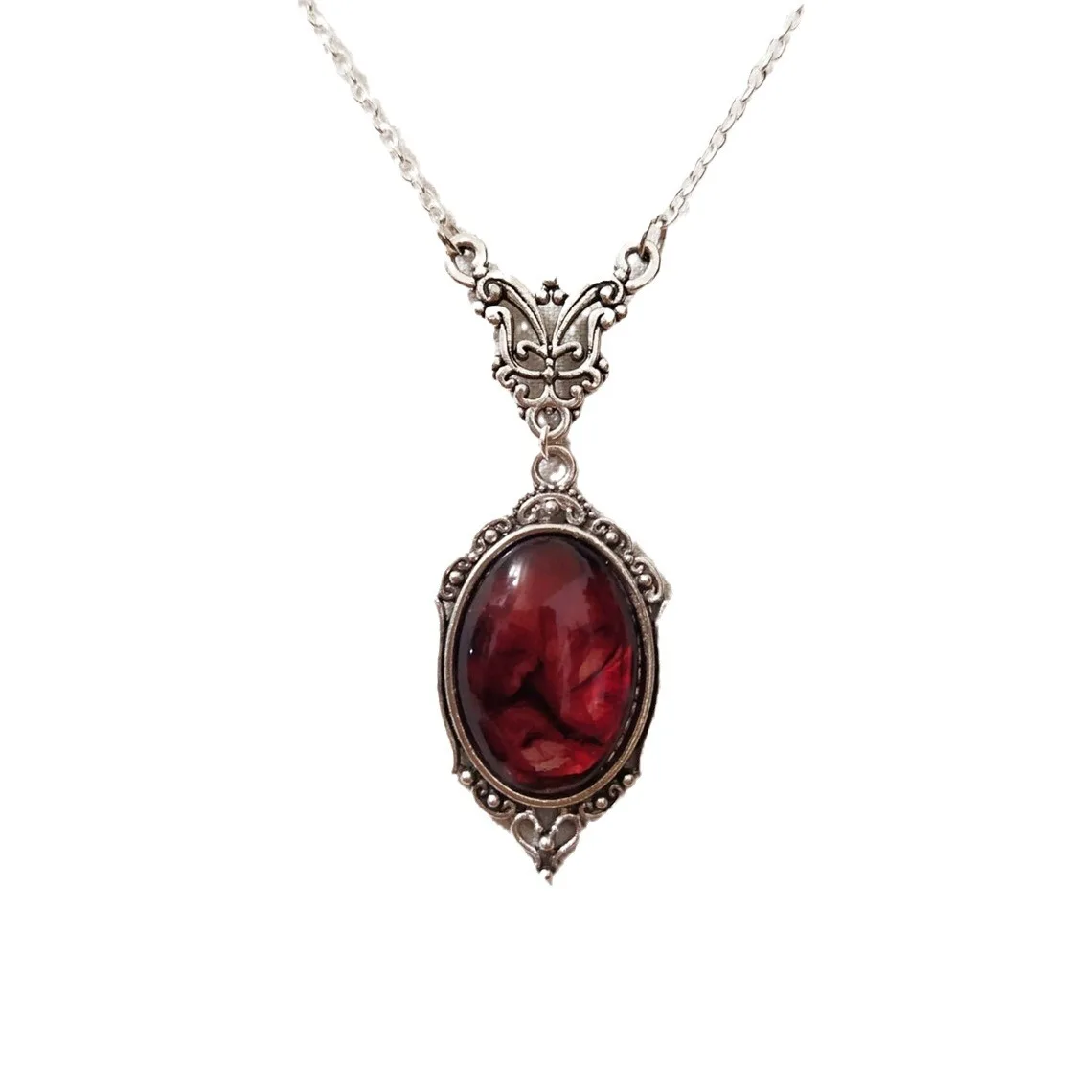 Collana da vampiro gotico Collana con ciondolo cammeo in cristallo Stardust vintage Collana con ciondolo da vampiro stile punk Collana con demone satanico ovale