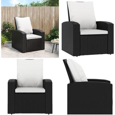 Vidaxl - Gartensessel Verstellbar mit Kissen Schwarz Poly Rattan - Gartensessel - Lounge Chair Image