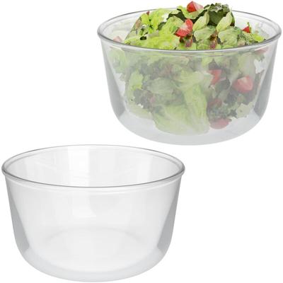 Salatschüssel Glas, 2er Set, 1,6 Liter, Rührschüssel, Servierschüssel Küche, runde Glasschüsseln, Image
