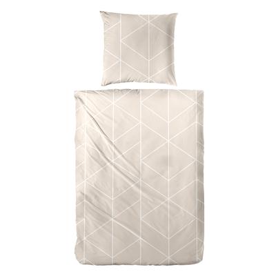 Bettwäsche PRIMERA "Mako-Satin-Bettwäsche Golden", beige (natur), B/L: 135cm x 200cm, , Mako-Satin, B/L: 80cm x 80cm, Mako-Satin, Obermaterial: 100% Baumwolle, Bettwäsche, mit denzenten Linien Image